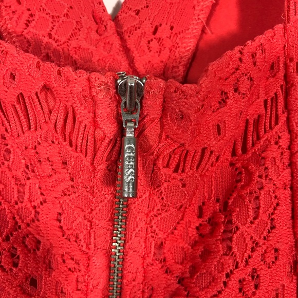 Guess Fitted Coral Lace Dress - Picture 9 of 13